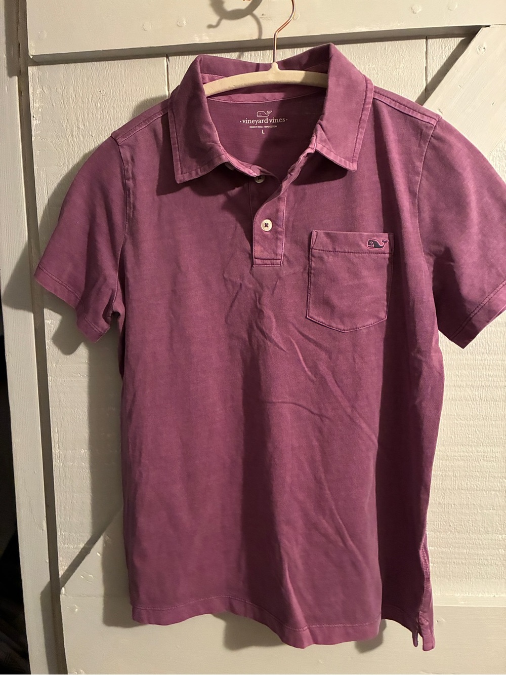 NWT Vineyard Vines boys sz L sun-washed island polo "washed purple"